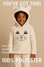 Cream Super Soft Fleece Hoodie | UK6/7 | Sequin Heart Nose | 3D Bear Ears | VGC