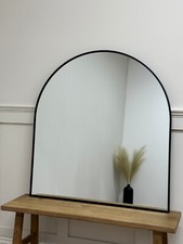 80x85cm Black Large Scandi Arched Aluminium Thin Framed Wall Mirror - Liberty