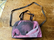 KIPLING LEATHER TRIM SHOULDER STRAP HOBO HANDBAG ZIP BAG CROSSBODY CHROME MONKEY