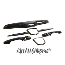 Fits Abarth 500 Kit Handles Whiskers Boot Handle Badge De Chrome GLOSS BLACK