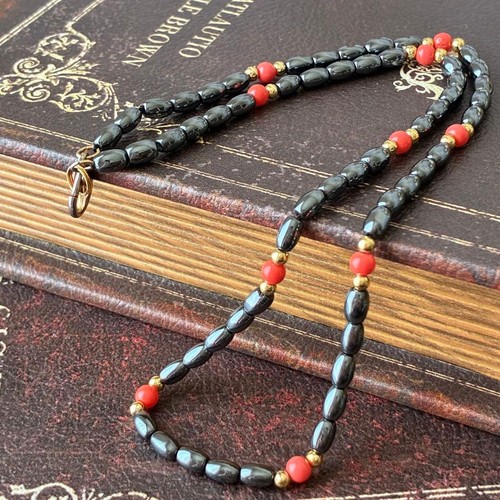 Vintage hematite red coral - vintage,