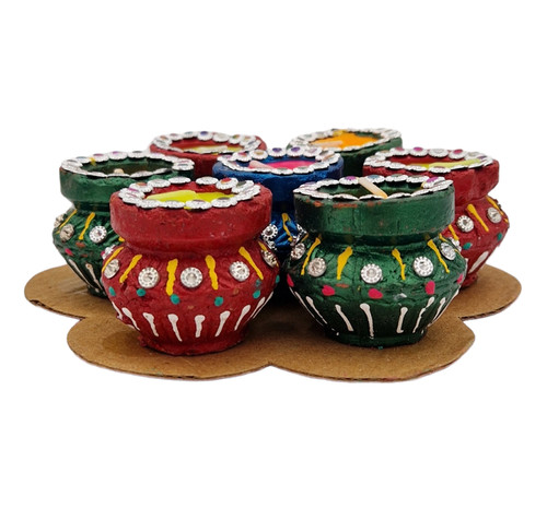 Mini terracotta diwali mutki - terracotta,