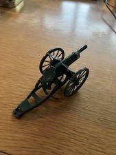 Antique Metal Toy Cannon on Wheels Spring Loaded moveable part. British made.
