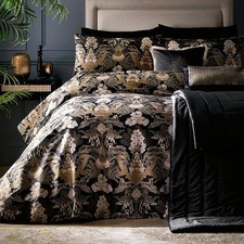 Super King Jungle Duvet Cover Black & Gold 260 x 220cm with 2 Pillow Case Cotton