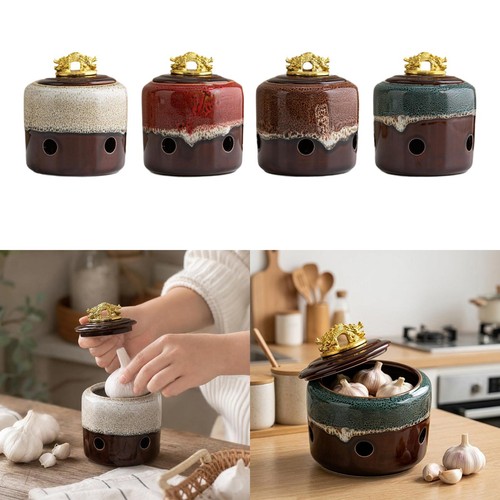 Porcelain garlic storage pot - garlic,
