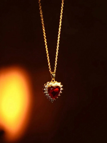 Ruby heart pendant necklace - heart,