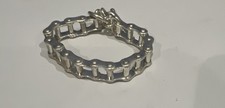 GENUINE SOLID STERLING SILVER .925 BIKE CHAIN BRACELET 