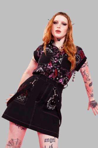 Hell bunny riot shirt small - hell,