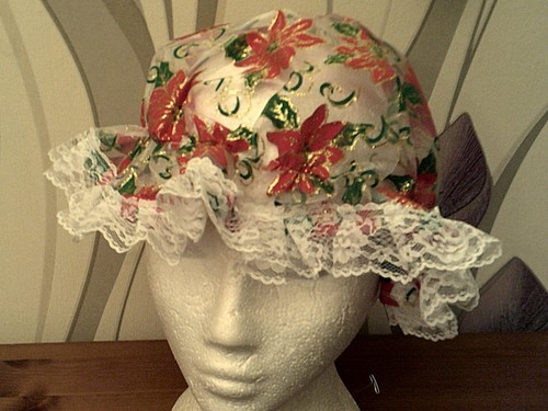Christmas pointsettia mop cap - christmas,
