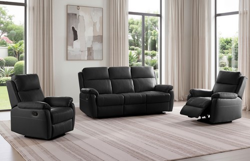 Black genuine leather seater - genuine,