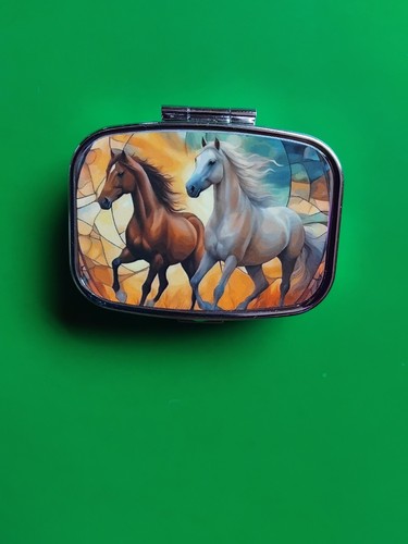 Pill box featuring - featuring, horses