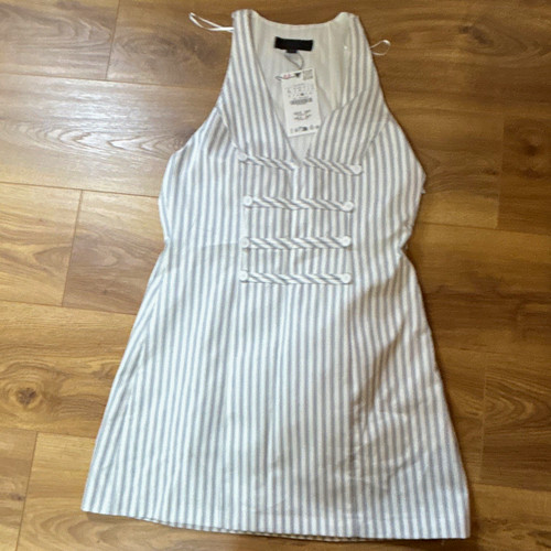 Zara white blue striped shirt - white,