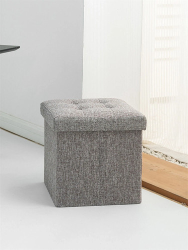 Linen folding ottoman - linen,