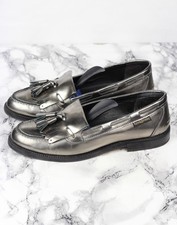 RUSSELL & BROMLEY Chester Silver Patent Leather Loafers, Size EU 36.5 / UK 3.5