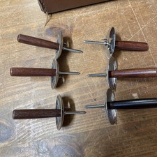 Corn On The Cob Holders Vintage Wooden And Stainless Steel X6. Mid Century