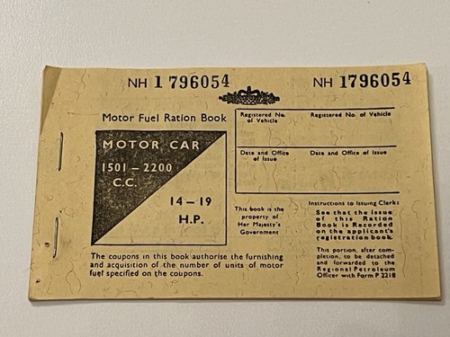 Ww2 motor fuel ration book - fuel,
