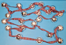 CHRISTMAS GARLAND JINGLE BELLS 22 CHROME & MATT LARGE BELLS ON TARTAN RIBBON LGE