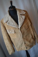 vtg JC Penney suede western ranch wear jacket faux fur collar 44 large USA made