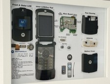 Motorola V3 Teardown Art, With Frame, Disassembled wall Art (Handmade) Unique