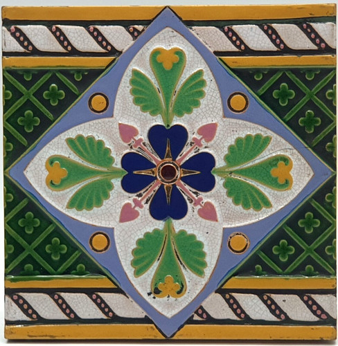 Antique fireplace border tile - antique,