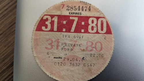 Rare collectable old tax disc - collectable,