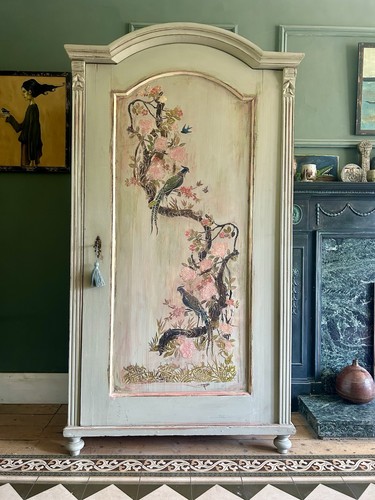 Antique painted pine armoire - antique,