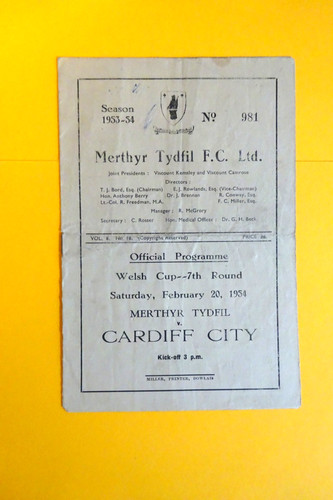 1953 merthyr tydfil - ,