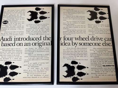 Framed original 1985 audi - original,