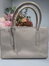 Radley London ? Arlington Court Medium Ivory Beige Leather Zip Top Grab Bag