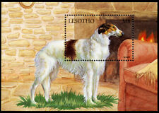 BORZOI RUSSIAN WOLFHOUND DOG LESOTHO POSTAGE STAMP MINI SHEET "Mint"