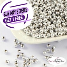 SILVER PLATED ACRYLIC SPACER ROUND BEADS 3mm 4mm 6mm 8mm 10mm 12mm