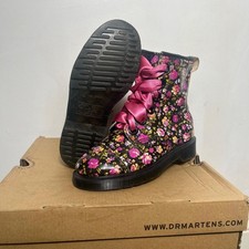 Dr. Martens Denise Floral AW501 Boots Size 4 EU 37 Docs Flowers Patent 