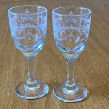 2 X Vintage Marnier Lapostolle Liqueur Etched shot glasse