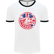 Union Jack British Bulldog St Georges Day Mens Ringer T-Shirt