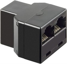 ISDN T-Adapter RJ45 female 8P8C to 2x RJ45 female 8P8C black connected 1:1