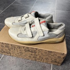 Prada American Cups White Strap Shoes Sneakers Cream Mens - size 9