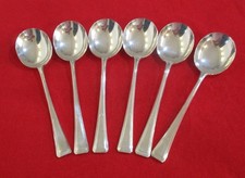 6 Vintage Ryals Sheffield EPNS A1 Silver Plated Soup Spoons Fulwood Pattern