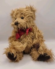 Russ Berrie Bear Gregory Light Brown Bear Red Bow Approx Height 23cm..