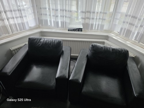 Black low back armchair sofa - back,