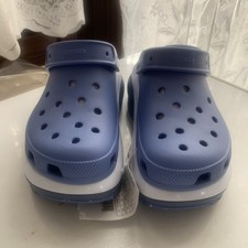 Crocs Ladies Mega Crush Clogs Mules Blue and White UK 6 US 8