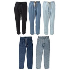 Pull & Bear Mens Lightweight Denim Summer Joggers Elasticated Waist Taper Leg