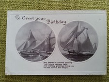 1911 Alfred Stiebel and Co Birthday Postcard. Sailing Boats. 