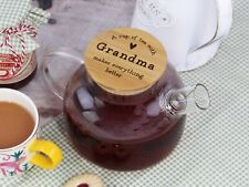 Personalised Borosilicate Glass Cup of Tea Pot with Wooden Lid Gift for Mum Gran