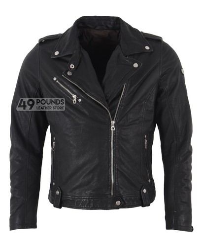 Men motorbike leather jacket - leather,