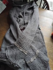 Fat Face Long Lace Knitted Cardigan Wrap Grey/green .ladies 10