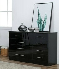 High Gloss Black 8 Drawer
