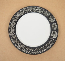 Habitat Japan Scraffito Side Dessert Plates 19cm Black Matt Vintage