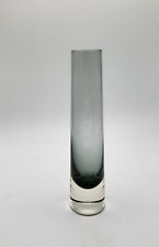 Vase - Smokey Grey with a Clear Base - Tapered - 19.5cm Tall
