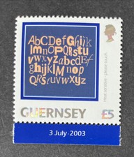 GUERNSEY 2003 MNH LETTERS OF ALPHABET £5 STAMP SG 1008 BOTTOM MARGIN