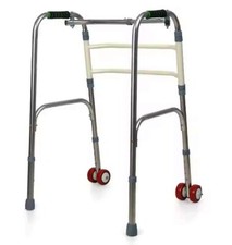 Folding Lightweight Aluminium Walking Frame Walker Zimmer Wheels Adjustable M4